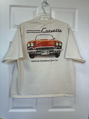 Officially Licensed Corvette Shirt Unisex Large Cream Colorful Graphic Muscle